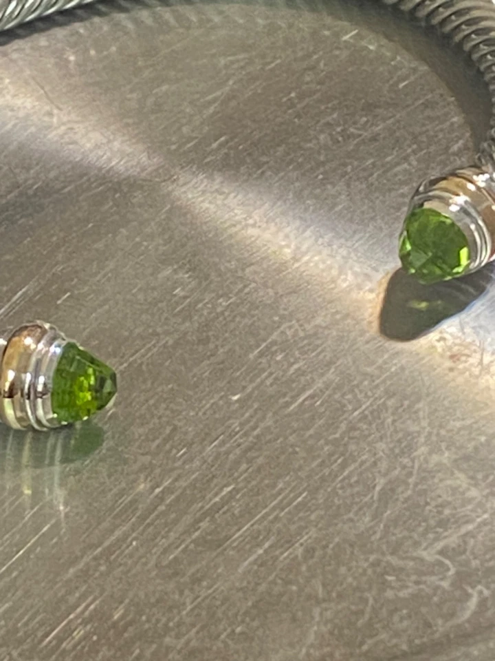 David Yurman Cable Classics 5mm Peridot Cuff Bracelet 925 And 585 SMALL - Image 1 of 4