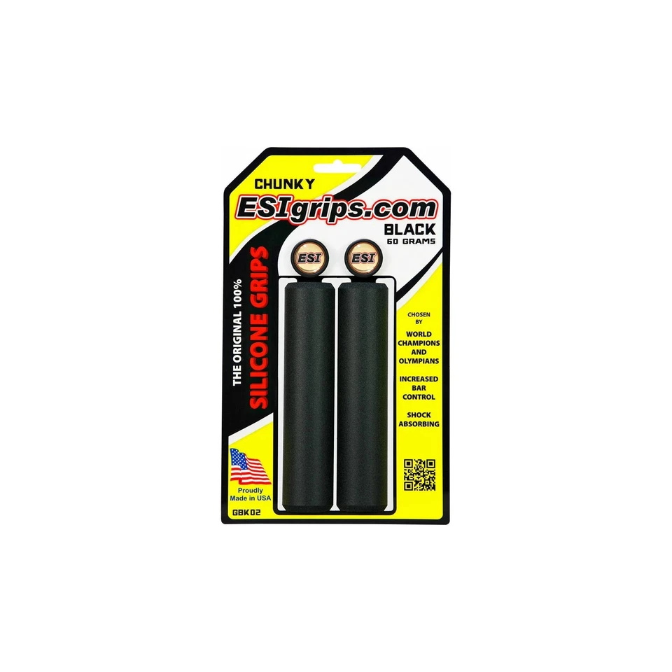 Empuñaduras gruesas ESI - negras - empuñaduras de silicona - GBK02 - 60 gramos - Hechas en EE. UU. - MTB Foto 1 de 1