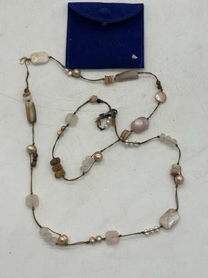 "Collar Silpada de 35"" de cuarzo rosa y perlas de agua dulce broche de plata de ley 925" Foto 1 de 3
