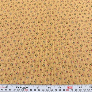 Vintage Cranston Heart Florals Golden Striped Cotton Fabric Remnant 13" x 45" - Picture 1 of 2