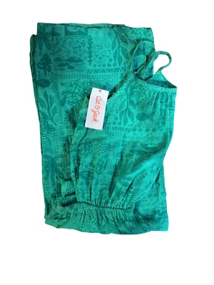 Mono Cat & Jack para niñas sin mangas estampado recorte lateral, verde espuma de mar Foto 1 de 2