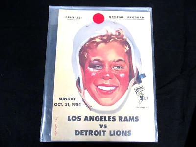 Los Angeles Rams vs Detroit Lions 10/31/ 1954 Football program - Image 1 of 3