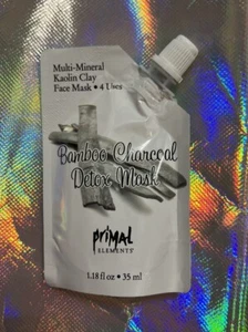 Primal Elements *Bamboo Charcoal Detox Face Mask * 4 Facial Treatments * 1.18 oz - Picture 1 of 2