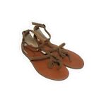 Lucky Brand Akatia Braided Suede Boho T Strap Sandals In Brown Womens Size 8.5