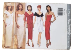 Butterick Pattern 4394 Mises' Evening Strapless Dress & Jacket Wide Collar 6-12 - Picture 1 of 5