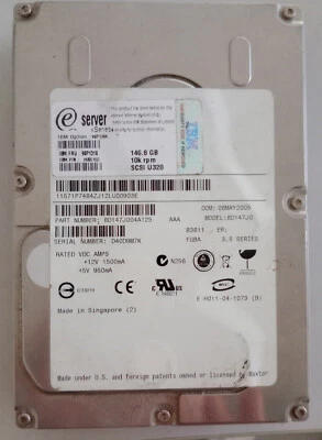 HDD SCSI IBM 8D147J0 146.8GB 10K 8MB SCSI U320 3.5 - Immagine 1 di 3