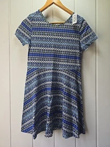 NWT Children's Place Big Girls sz 16 Navy & White Tidal Print Short Sleeve Dress - Picture 1 of 7