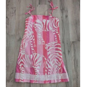 Lilly Pulitzer Vintage White Label El Casa Loco Pink Zebra Print Dress, 8Y (k9) - Picture 1 of 8