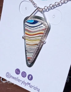 Sterling Silver Necklace Boatite Triangle Recycled Jewellery Gift Handmade 925 - Picture 1 of 6