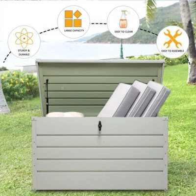 Patio Chest Box Container Garden Storage Cabinet Indoor Outdoor Steel Tool Sheds - Image 1 of 4