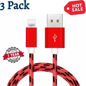 3 Charger For iPhone Cable Xs X 8 7 6 Plus 10ft Charger Cord 10 Ft USB Data Sync - Picture 1 of 37