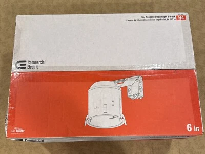 Commercial Electric 6in Recessed Downlight Can IC Remodel Housing 6-Pack NIB - Image 1 of 4