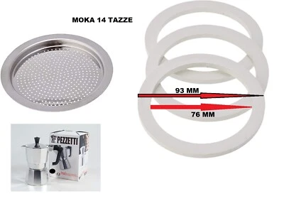3 GUARNIZIONI GUARNIZIONE MOLLA 14 TAZZE + PIASTRINA PER MOKA PEZZETTI 7 2023