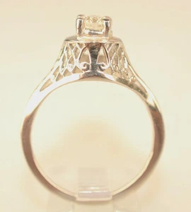ANTIQUE EDWARDIAN 14K WHITE GOLD FILIGREE DIAMOND RING - APPRAISED AT $1755.00 - Picture 1 of 6