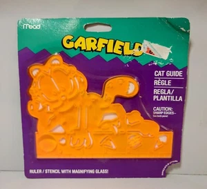 NEW Mead Garfield Cat Guide Ruler / Stencil With Magnifying Glass  - Picture 1 of 2