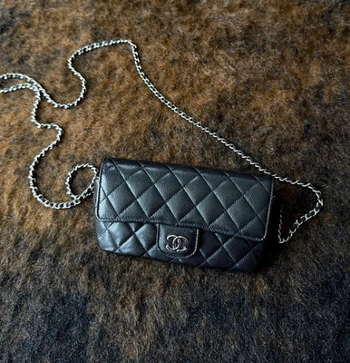 CHANEL Quilted Caviar Sunglasses Case with Chain - Image 1 of 4