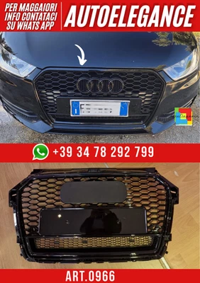 💕ART. 0966 GRIGLIA AUDI A1 8X LIFT 2016-2018 LOOK RS1 QUATTRO NERO LUCIDO💕 - Immagine 1 di 4
