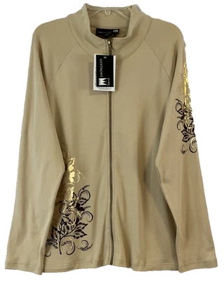 Chaqueta Antthony Estampado Original Talla Grande Beige Manga Larga Cremallera Frontal Mujer CB38M Foto 1 de 4