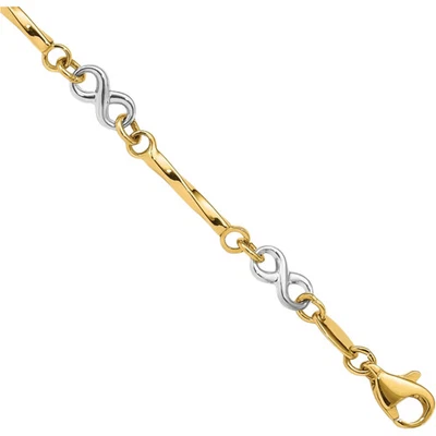 10K Solid Two Tone Gold Charm Bracelet - Image 1 of 4