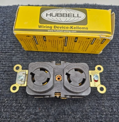 (QTY 3) Hubbell HBL4550 Twist-Lock Duplex Receptacle 15A 250V 2-Pole 3W Brown - Image 1 of 4
