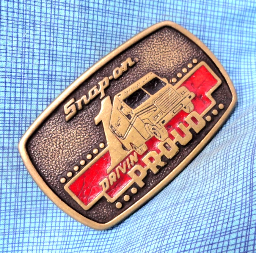 Snap-On 1 Drivin Proud 工作皮带扣移动特许经营黄铜复古 BTS .GMP232 — 第 1/4 张图片