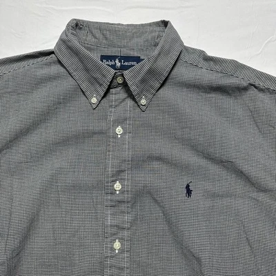 Camisa Ralph Lauren Blake Algodón Manga Corta Abotonada Negra A Cuadros Para Hombre’s Grande Foto 1 de 4