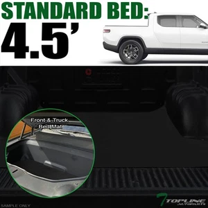 TLAPS For 2022-2024 Rivian R1T 4.5 Feet Rubber Front+Rear Truck Bed Mat Liner v2 - Picture 1 of 6