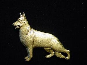 "JJ" Jonette Jewelry Antique Gold Pewter 'GERMAN SHEPHERD' Dog Pin