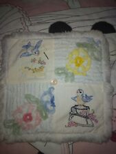 Vintage Chenille Pillow Cover Hand Embroidered