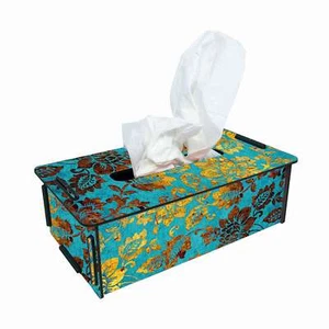 Werkhaus Tissuebox Blüten Blau (ohne Inhalt) Taschentuchbox Kosmetiktücherbox - Bild 1 von 1