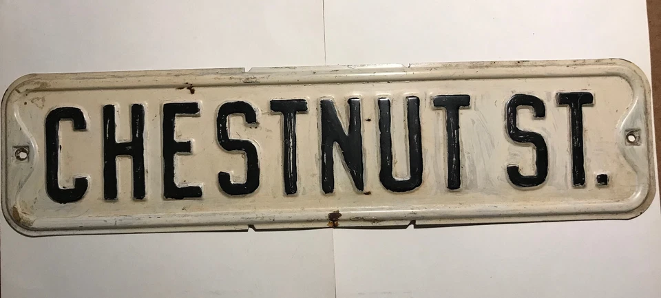 Letrero de calle Chestnut Street Brooklyn New York vintage de 1930 Foto 1 de 1