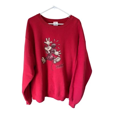 Sudadera DE COLECCIÓN THE DISNEY STORE XL Roja Mickey Mouse Desde 1928 LS Hecha en EE. UU. Foto 1 de 3