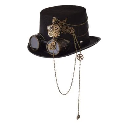 Unisex Gótico Steampunk Top Sombreros con Gafas Halloween Sombrero 60cm Negro 4 Foto 1 de 4