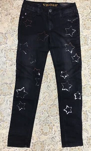 Vigoss Jeans Youth Girls Designer Black 10 Jagger Skinny Super Stretch Star - Picture 1 of 7