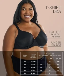 DREAMFIT Full Coverage Microfiber T- Shirt Bra Underwire Black - Picture 1 of 5