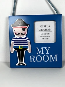 Pirate Themed My Room Kids Photo Frame Blue Wooden Grame By Gisela Graham - Picture 1 of 6