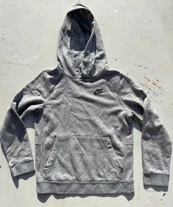 Kid's Nike Hoodie Gray Swish Logo M Spell-Out Street Check Casual Street Sports - Picture 1 of 11