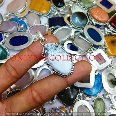 Lote de pingente de design folheado a prata esterlina 925 opala dendrita e pedra preciosa mista - Imagem 1 de 4