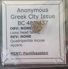 #L439# Anonymous Greek City Issue silver Hemiobol of Pantikapaion, 380-437 BC