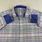 Tommy Bahama Shirt Mens Size M Plaid Multicolor Linen /Poly Pocket Button Up