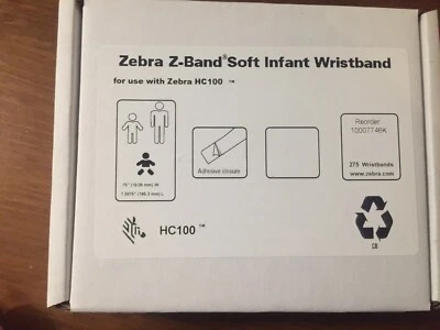 Pulseras suaves para bebés Zebra Z-Band 10007746K - Cartucho de 275 bandas Foto 1 de 4