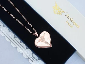 LADIES ROSE GOLD WATERPROOF SOS NECKLACE/PENDANT MEDICAL EMERGENCY INFO TALISMAN - Picture 1 of 5