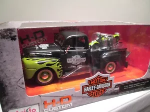 1:24 Harley Davidson 1948 Ford F-1 + 1948 FL Panhead Custom Maisto NUOVO e IMBALLO ORIGINALE - Foto 1 di 3