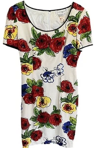 Vtg AJ Bari Dress Women Size 8 Floral Sequins Bugle Beads Silk Party Cocktail - Picture 1 of 24