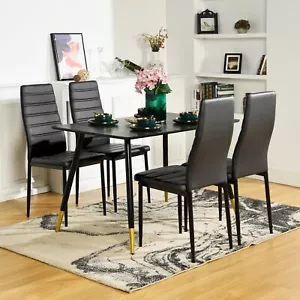 Juego De Sillas Comedor Mesa Cocina Modernas Tapizado Marco De Acero 4 PCS - Picture 1 of 8