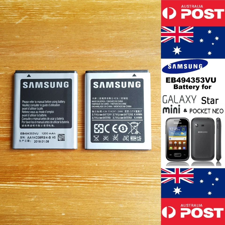 GENUÍNO Galaxy Mini / Pocket Neo / Star Bateria Original EB494353VU 1200mAh  - Imagem 1 de 4