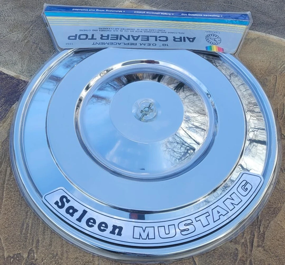 84 85 Saleen Chrome Air Cleaner Lid 1984 1985 Mustang Cal Custom 18-inch