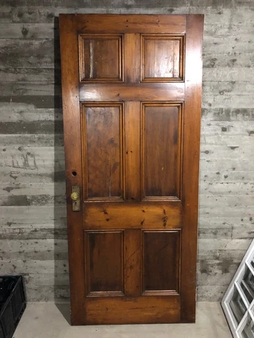 Antique Farmhouse Exterior Wood Entry Door /w 6 Panels & Hardware(Stained) 36x84 Cover