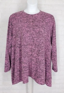 KLEEN Slub Knit Sweater A Line Tunic Pink Black 1X - Picture 1 of 3