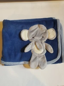 Bean Sprout Baby Boy Blue  Elephant Blanket Lovey  Lovie Soft Fleece Beansprout - Picture 1 of 4